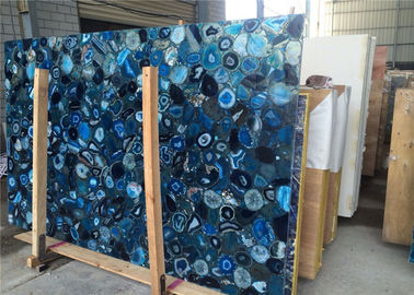 中国 2cmの厚さの証明されるモールの装飾のセリウムのための自然で青い瑪瑙の平板 サプライヤー