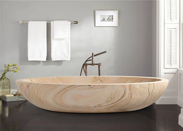 中国 卵形の耐久の自然な石造りの浴槽の砂岩Travertine材料 サプライヤー