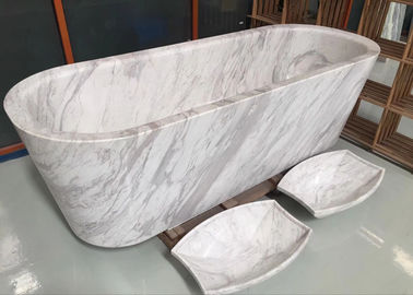 中国 磨かれた処置の贅沢で自然な石造りの浴槽の大理石の物質的で支えがないタイプ サプライヤー