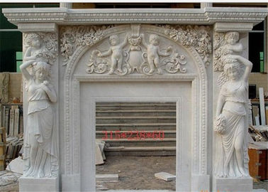 中国 天使の彫刻との細心の支えがない大理石の暖炉の環境 サプライヤー