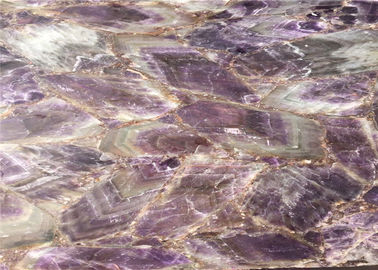 中国 ホテルの壁パネルのための背部Litの自然な紫色の紫色の石造りの平板 サプライヤー
