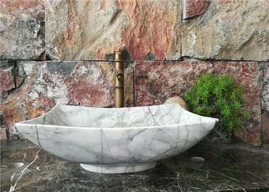 中国 多角形の大理石の浴室の流し、浴室のための自然な石造りの容器の流し サプライヤー