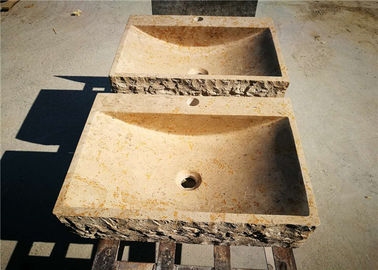 中国 正方形の大理石の反対の洗面器、台のコックが付いている自然な石造りの台所の流し サプライヤー