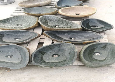 中国 屋外の自然な石造りの流しの可変性の緑の小石の石の材料によってカスタマイズされるサイズ サプライヤー